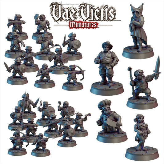 Halflings Warband - Lord of the Rings - Compatible with Warhammer 40K - by Vae Victis Miniatures- Tabletop RPG Miniature - Roleplaying 3D Printed Fantasy Mini