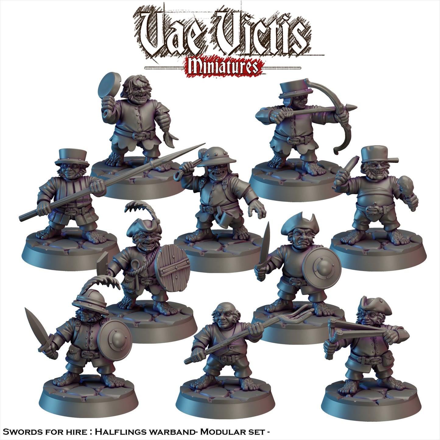 Halflings Warband - Lord of the Rings - Compatible with Warhammer 40K - by Vae Victis Miniatures- Tabletop RPG Miniature - Roleplaying 3D Printed Fantasy Mini