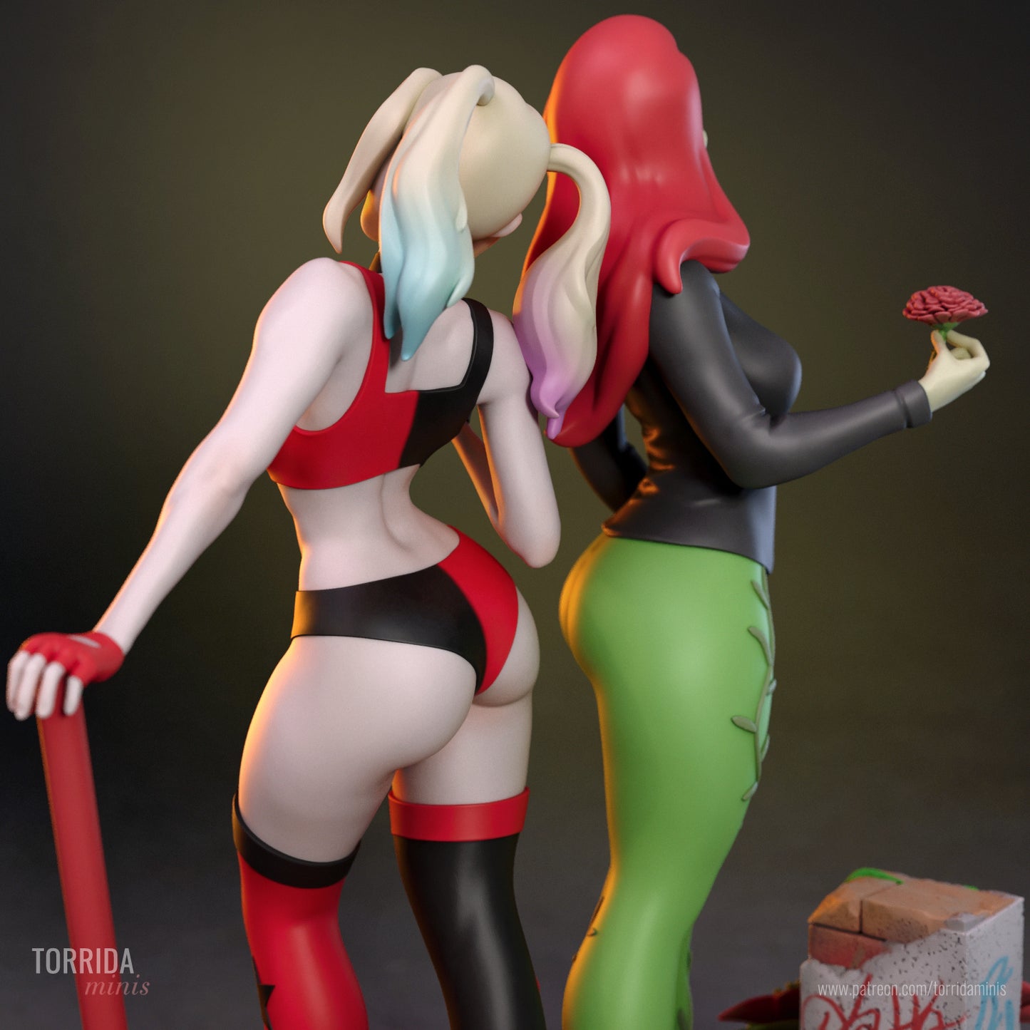 Harley Quinn and Poison Ivy Diorama (75mm to 500mm) - Unassembled/Unpainted/3D Print