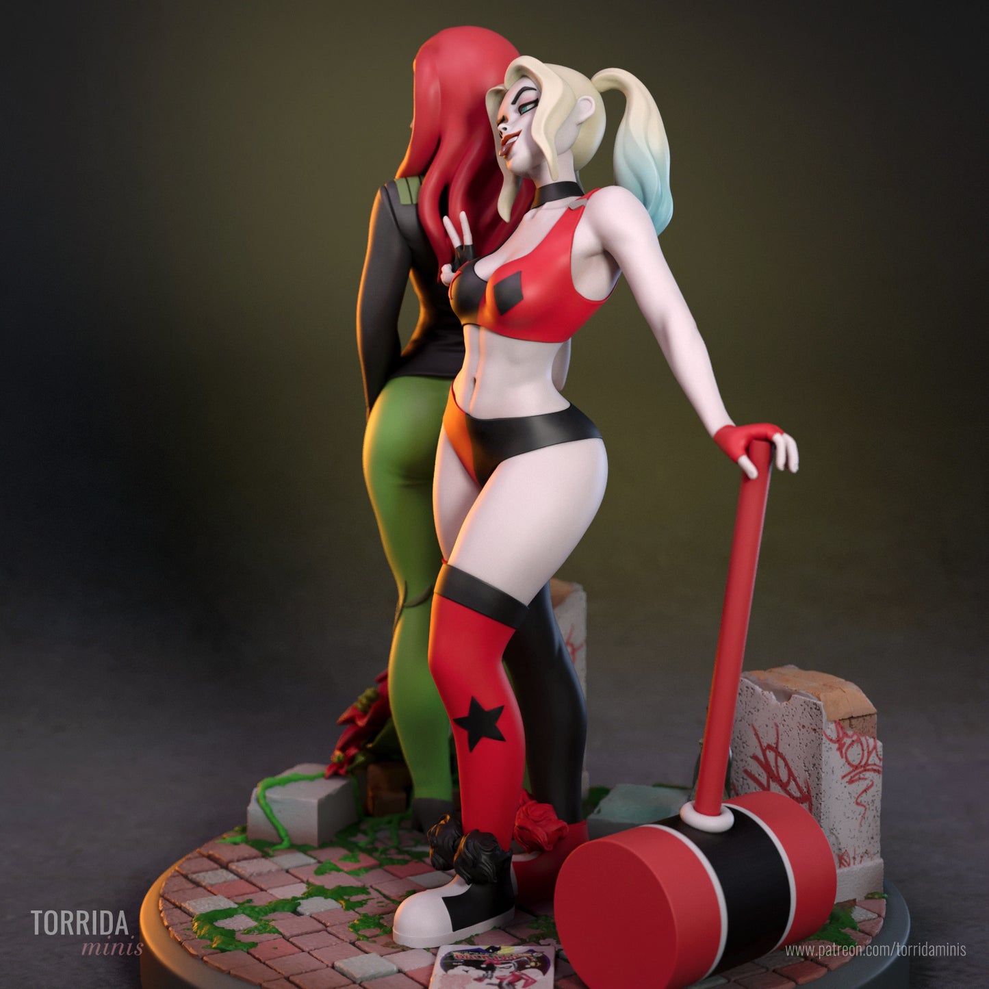 Harley Quinn and Poison Ivy Diorama (75mm to 500mm) - Unassembled/Unpainted/3D Print