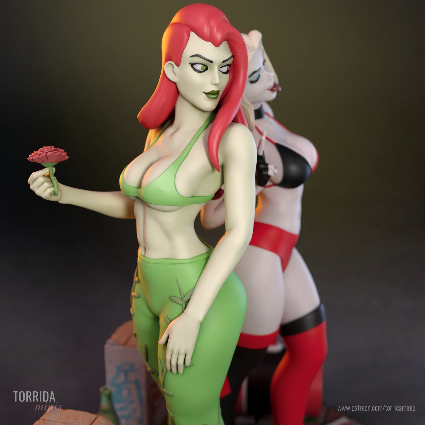 Harley Quinn and Poison Ivy Diorama (75mm to 500mm) - Unassembled/Unpainted/3D Print