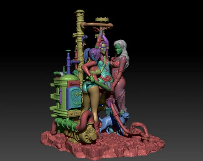 Harley Quinn, Poison Ivy, Wonderwoman Diorama - by B3rserk- Tabletop RPG Miniature - Roleplaying 3D Printed Fantasy Mini