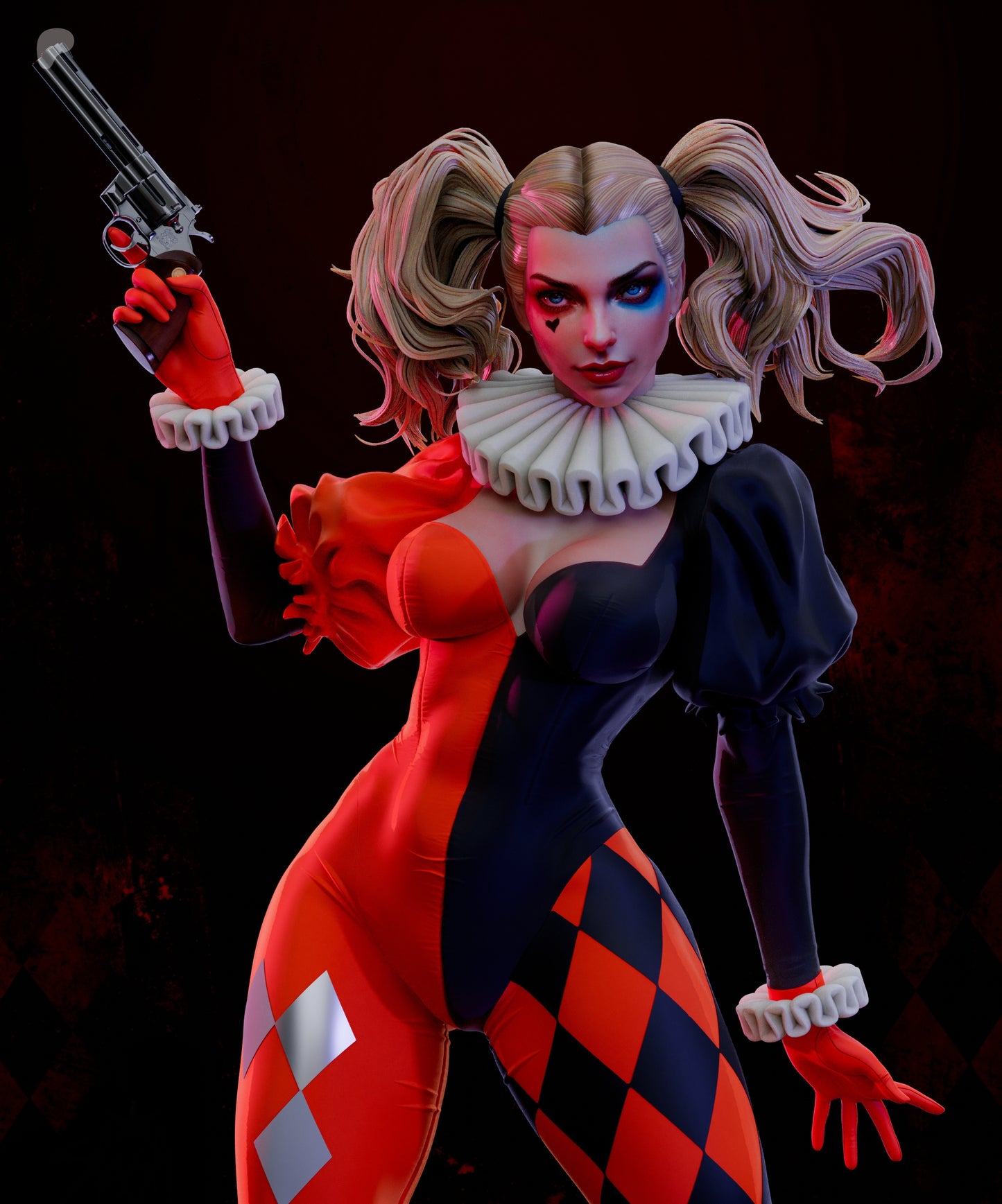 Harley Quinn Sculpture (75mm to 500mm) - Unassembled/Unpainted/3D Print