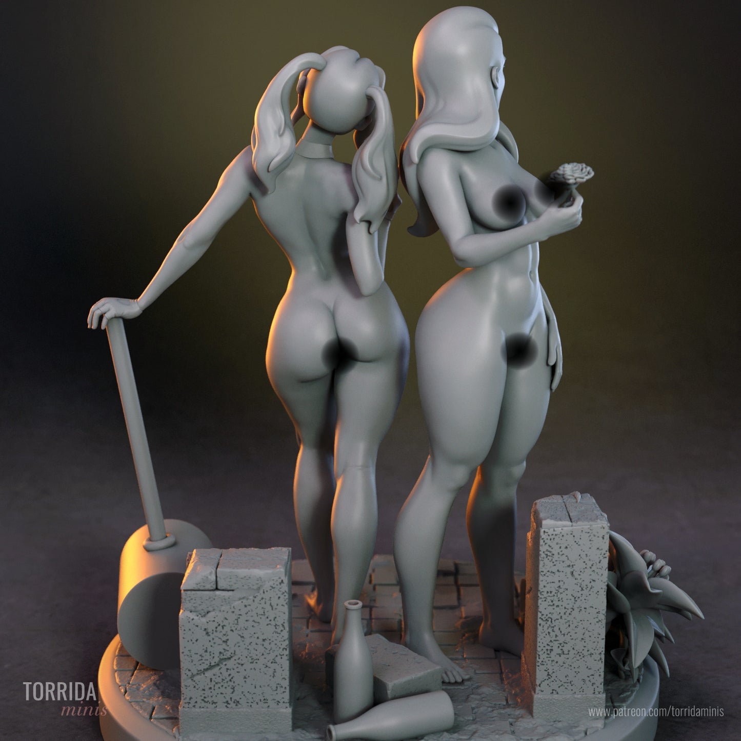 Harley Quinn and Poison Ivy NSFW Diorama (75mm to 500mm) - Unassembled/Unpainted/3D Print