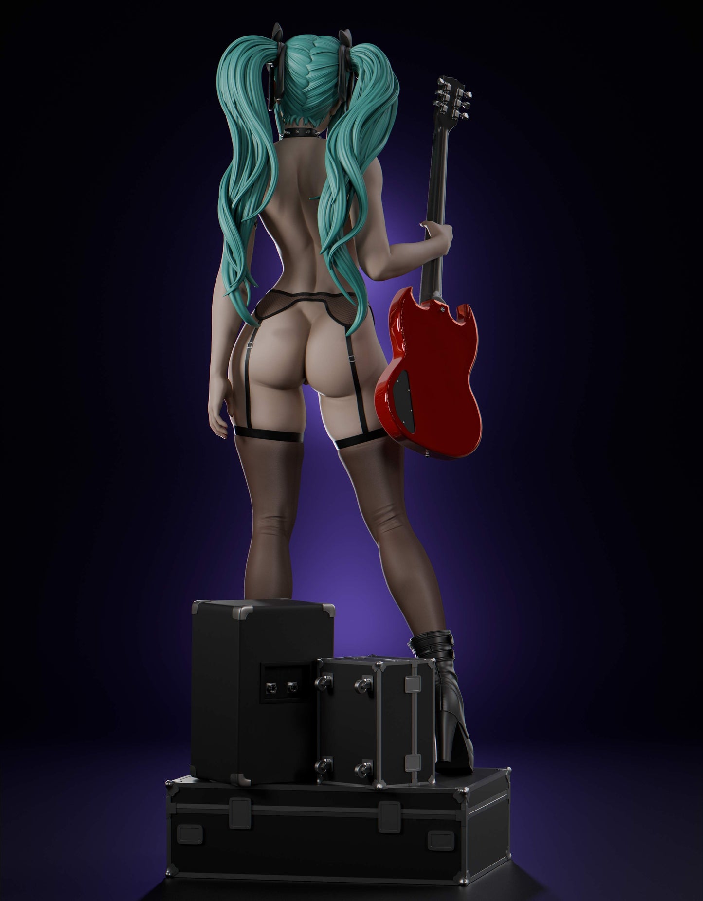 Hatsune Miku Rock NSFW Sculpture (75mm to 500mm) - Unassembled/Unpainted/3D Print