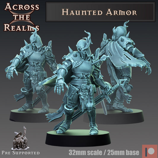 Haunted Armor - Undead - Mordheim - Ravenloft - by Across the Realm - Tabletop RPG Miniature - Roleplaying 3D Printed Fantasy Mini