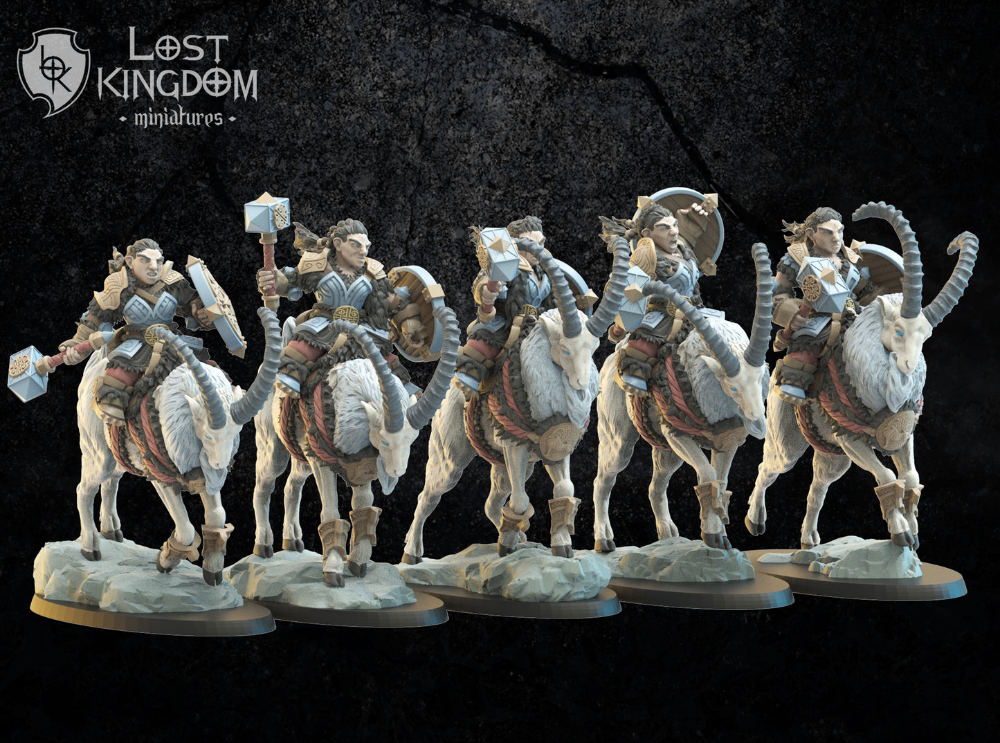 Dwarf Heidrun Regiment - Dwarf Cavalry - Dungeons and Dragons - Dungeons and Dragons - by Lost Kingdom - Tabletop RPG Miniature - Roleplaying 3D Printed Fantasy Mini