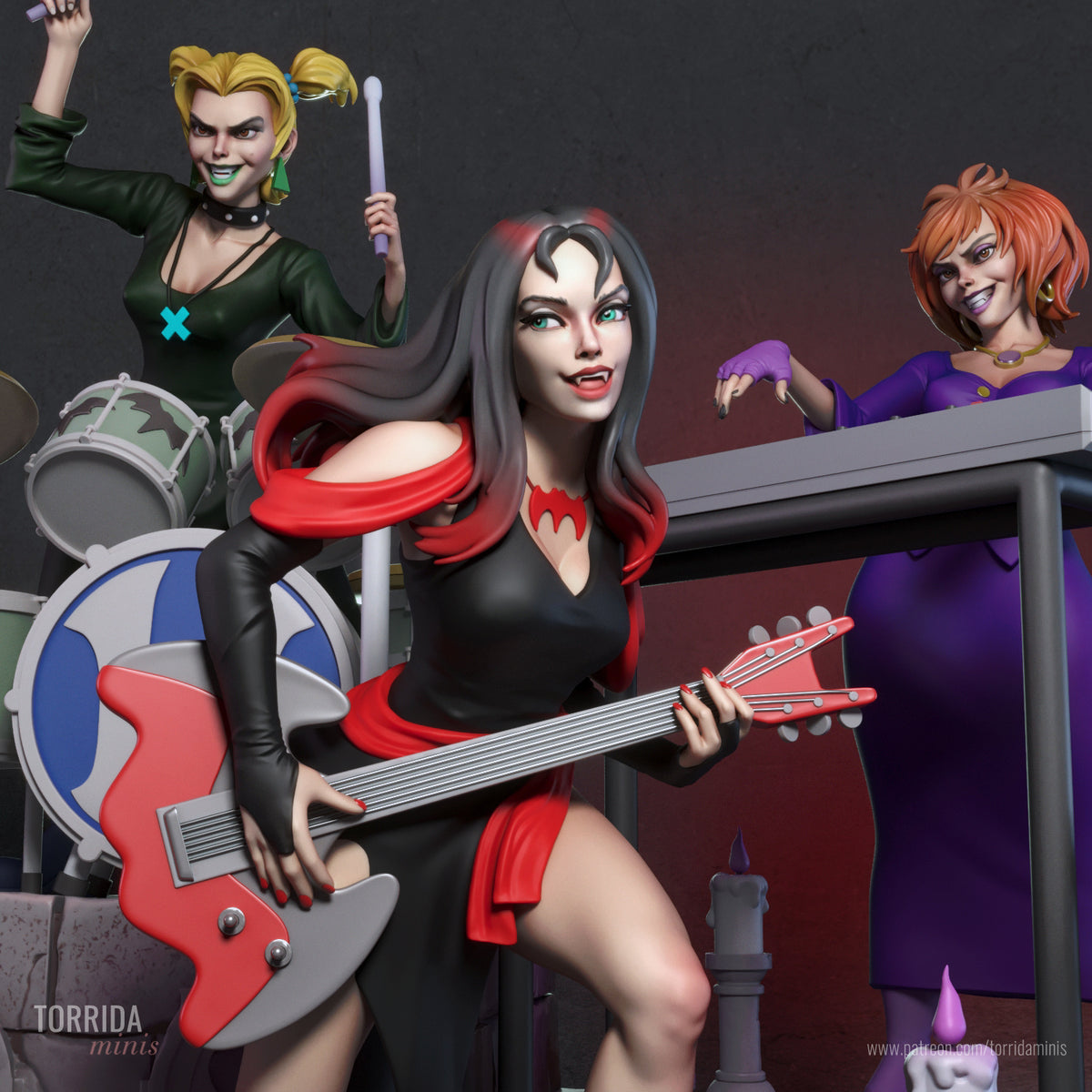 Hex Girls Diorama (75mm to 500mm) - Unassembled/Unpainted/3D Print