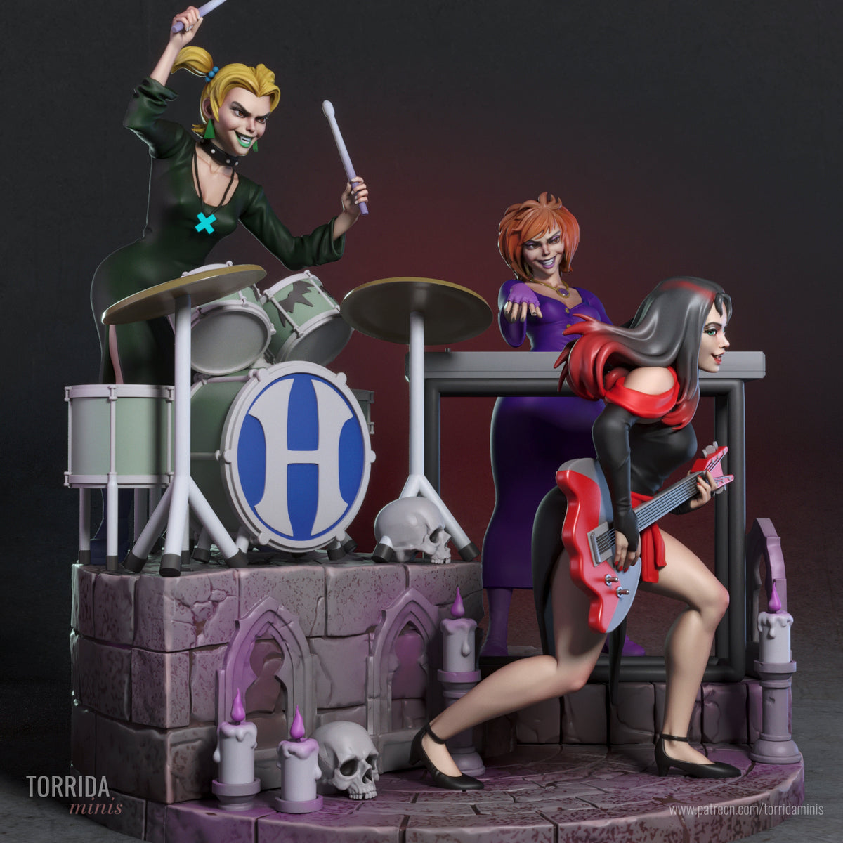 Hex Girls Diorama (75mm to 500mm) - Unassembled/Unpainted/3D Print