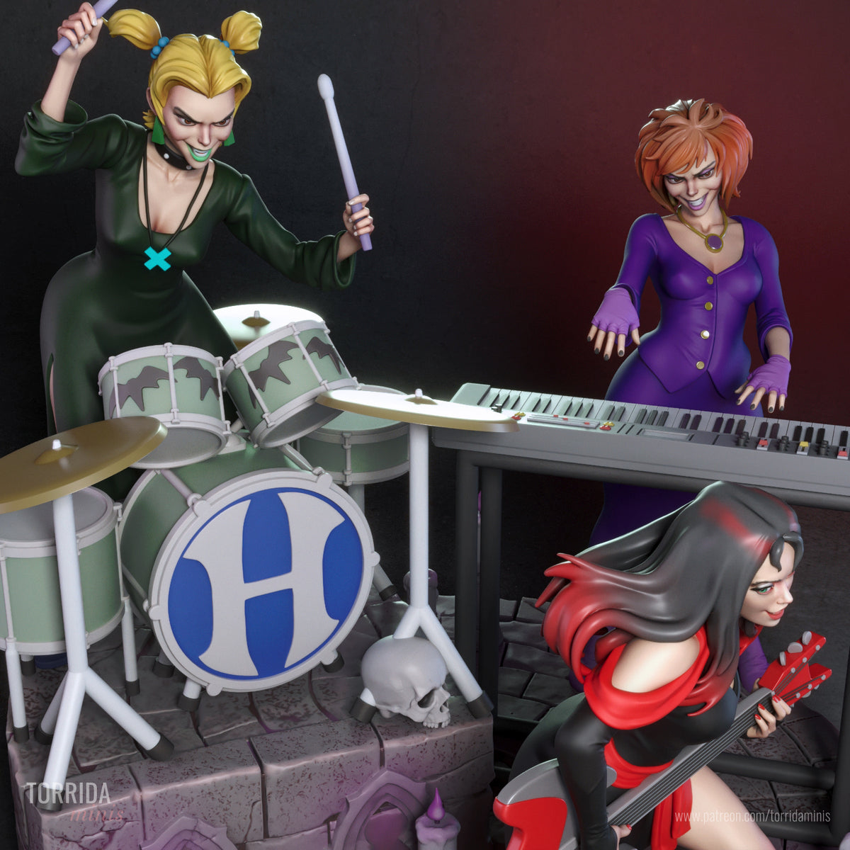 Hex Girls Diorama (75mm to 500mm) - Unassembled/Unpainted/3D Print