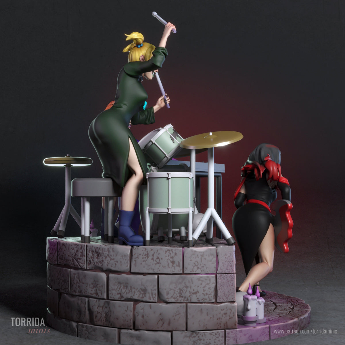 Hex Girls Diorama (75mm to 500mm) - Unassembled/Unpainted/3D Print
