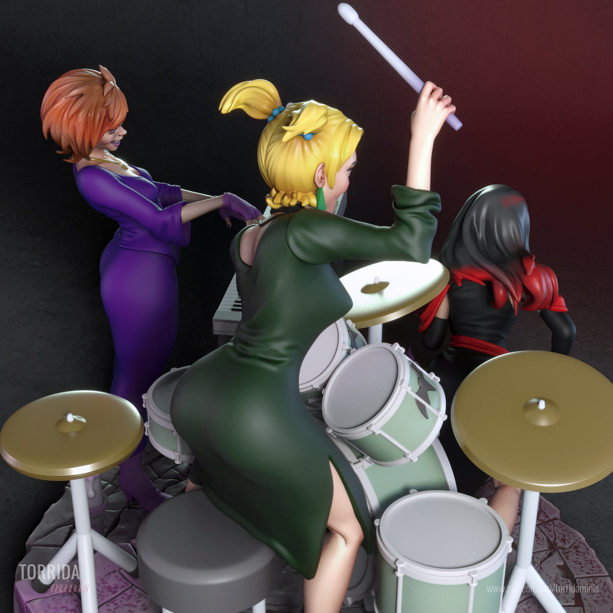 Hex Girls Diorama (75mm to 500mm) - Unassembled/Unpainted/3D Print