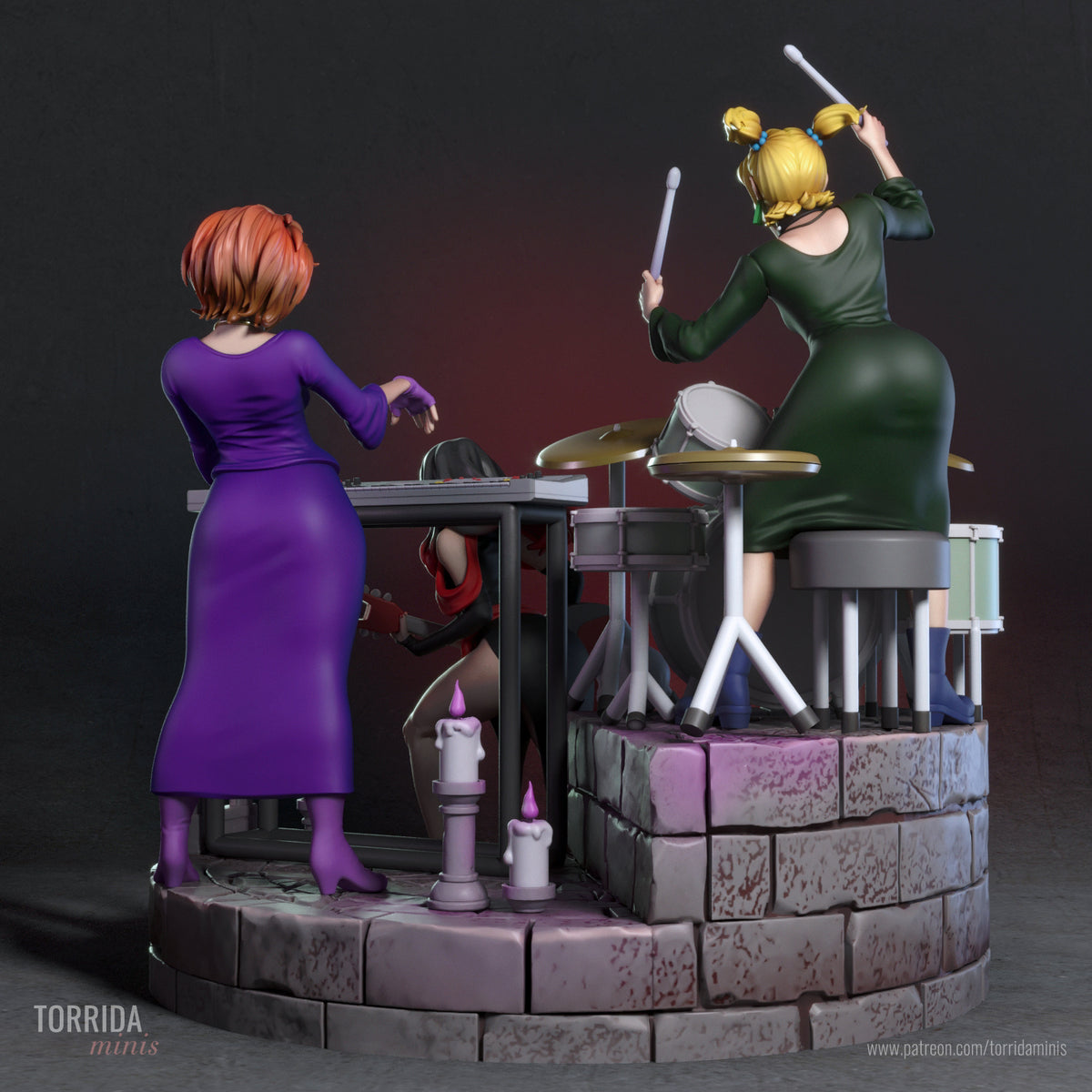Hex Girls Diorama (75mm to 500mm) - Unassembled/Unpainted/3D Print