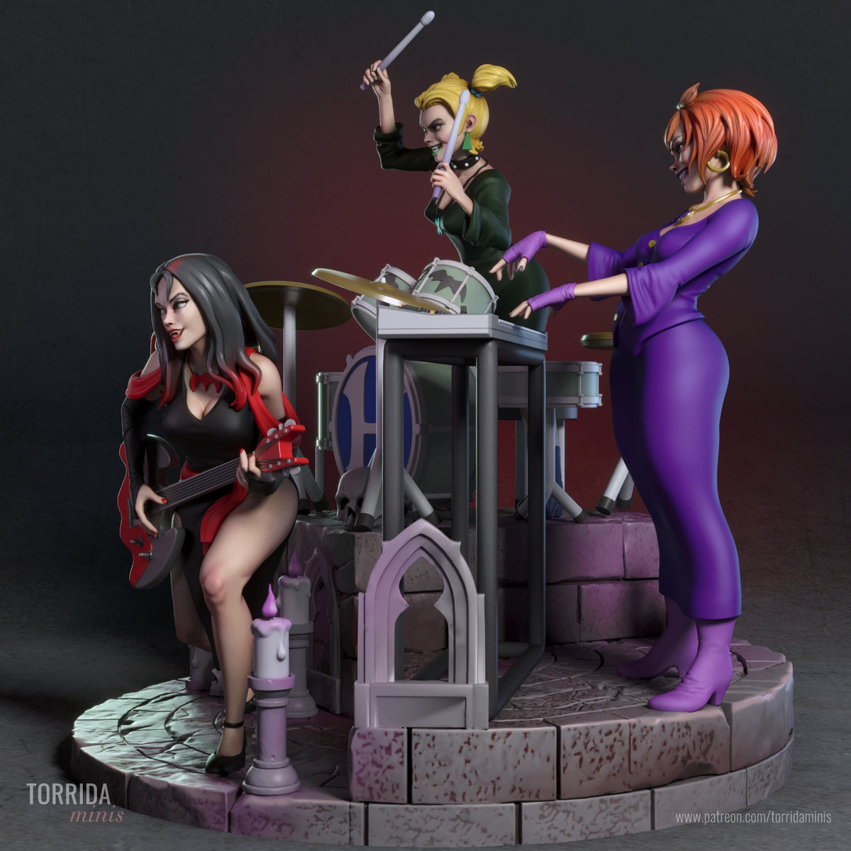 Hex Girls Diorama (75mm to 500mm) - Unassembled/Unpainted/3D Print