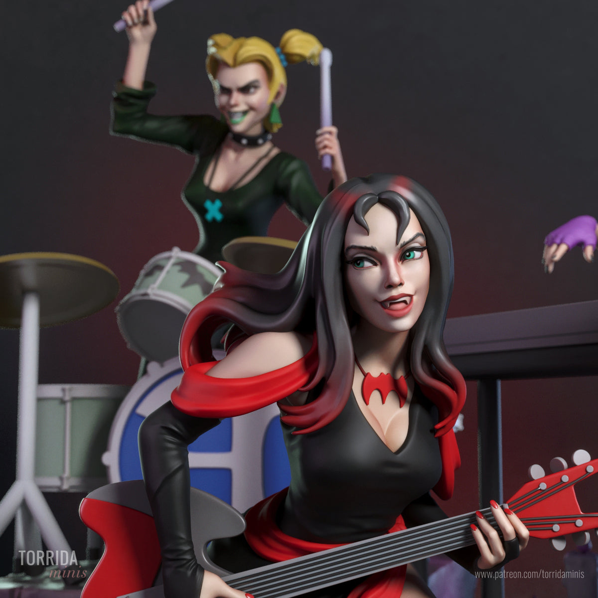 Hex Girls Diorama (75mm to 500mm) - Unassembled/Unpainted/3D Print