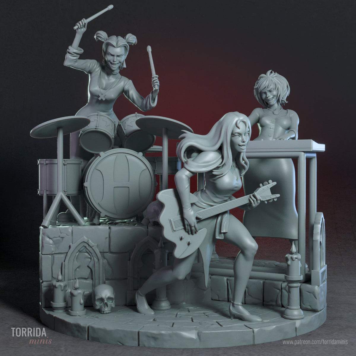 Hex Girls Diorama (75mm to 500mm) - Unassembled/Unpainted/3D Print