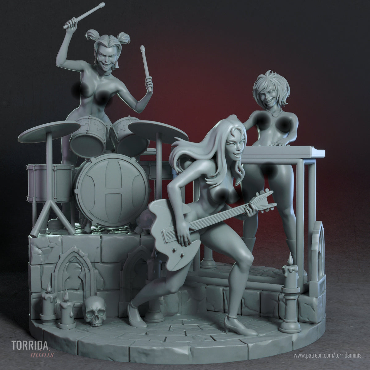 Hex Girls NSFW Diorama (75mm to 500mm) - Unassembled/Unpainted/3D Print