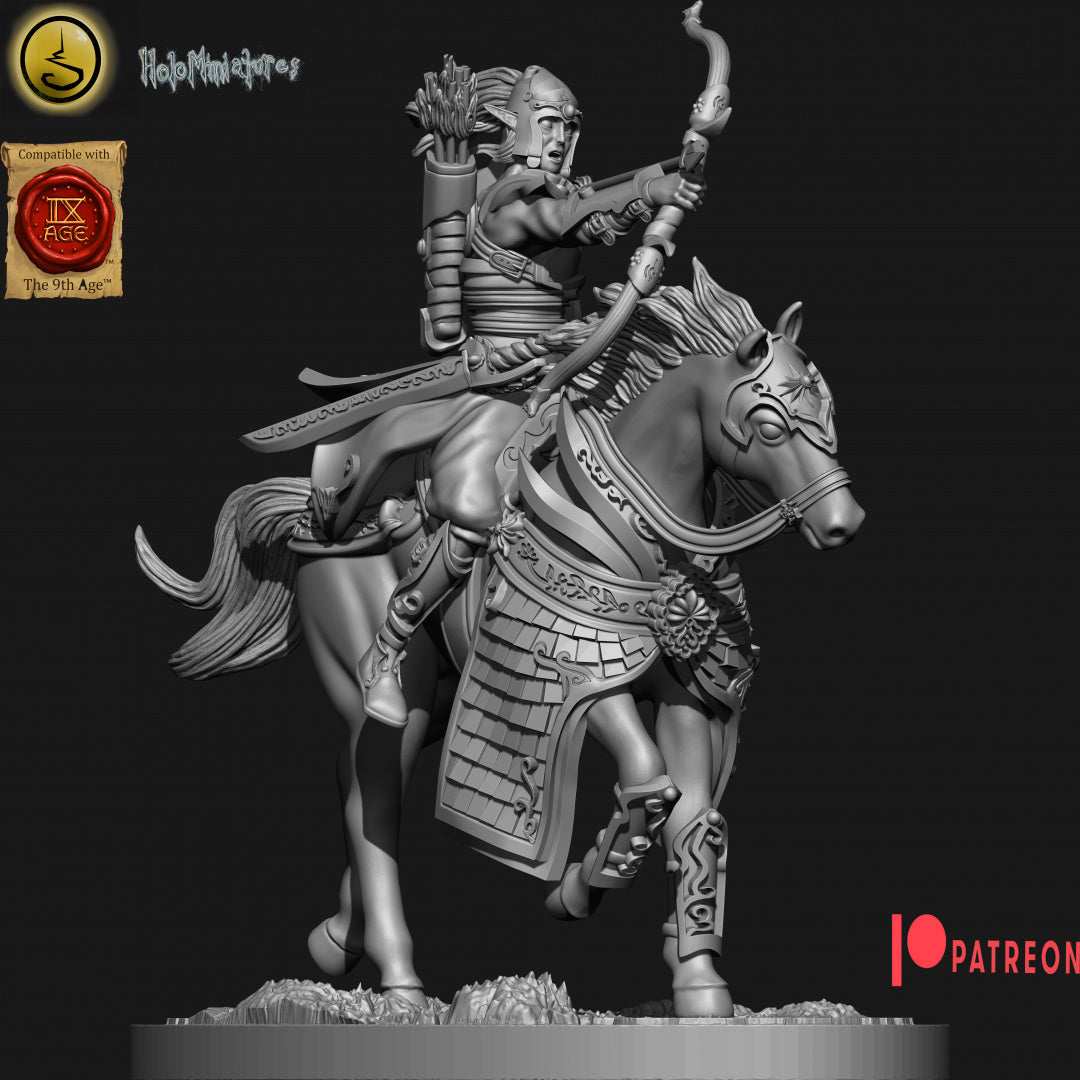 High Elves Fast Cavalry - Dungeons and Dragons - by Holo Minis- Tabletop RPG Miniature - Roleplaying 3D Printed Fantasy Mini