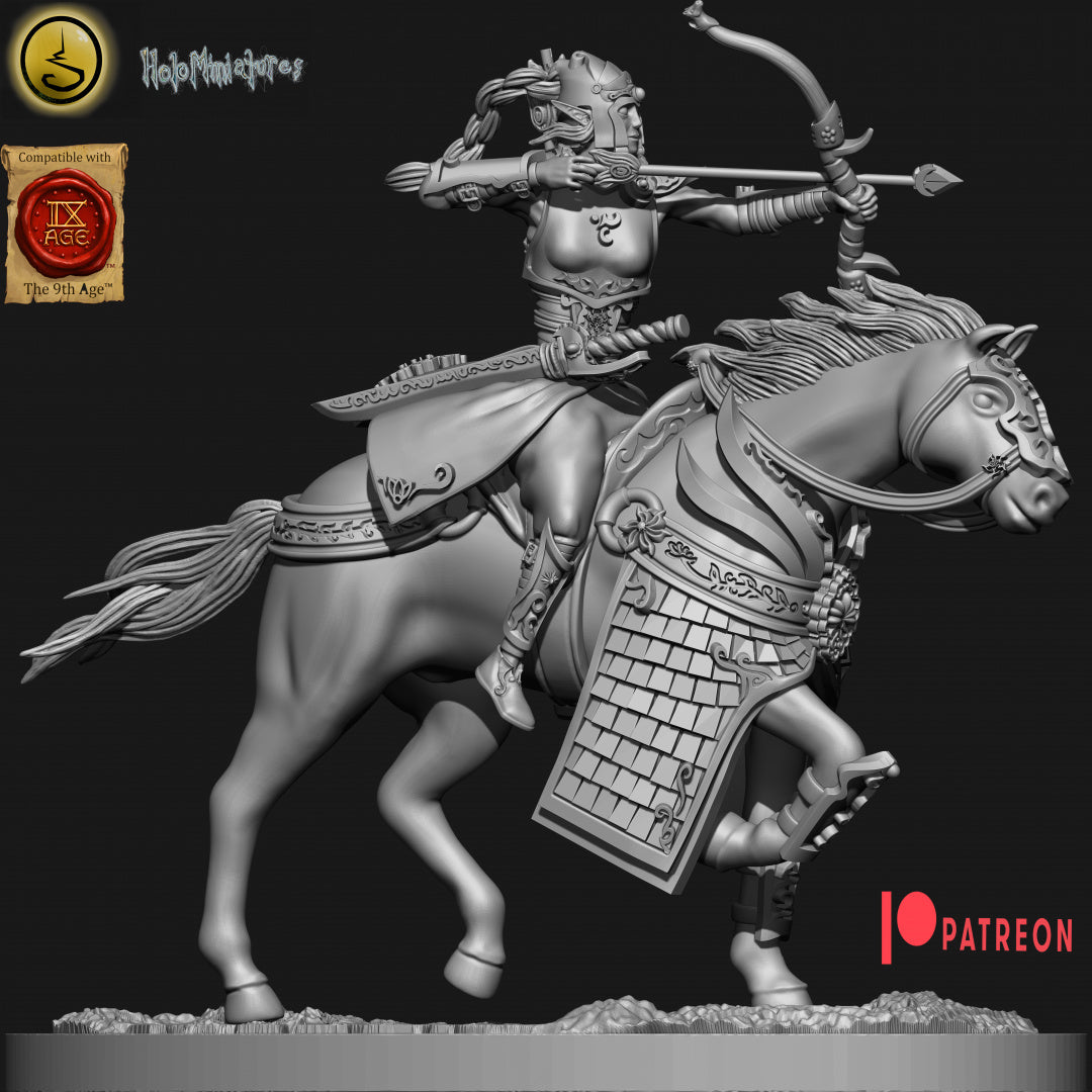 High Elves Fast Cavalry - Dungeons and Dragons - by Holo Minis- Tabletop RPG Miniature - Roleplaying 3D Printed Fantasy Mini