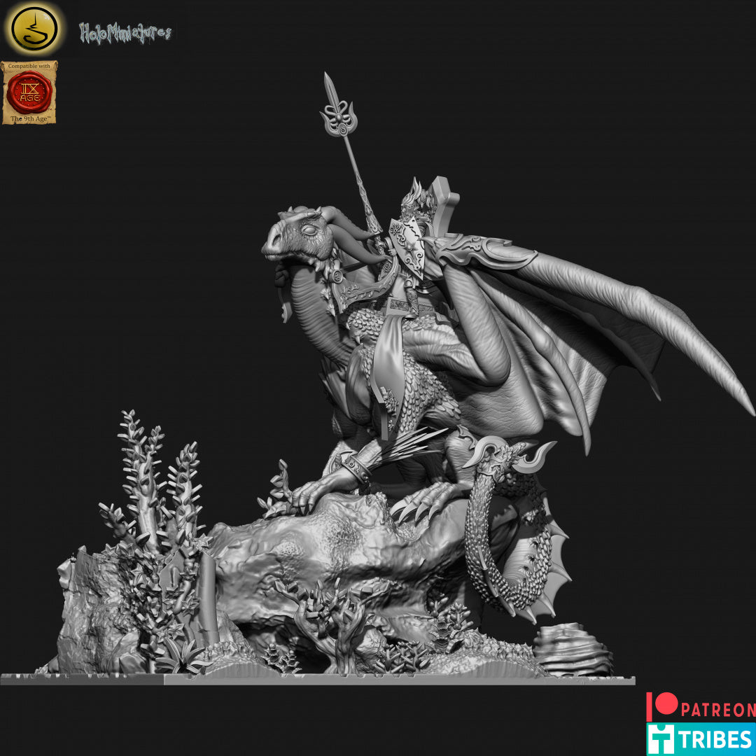 High elves lord or mage dragon/ancient dragon - Dungeons and Dragons - by Holo Miniatures - Tabletop RPG Miniature - Roleplaying 3D Printed Fantasy Mini