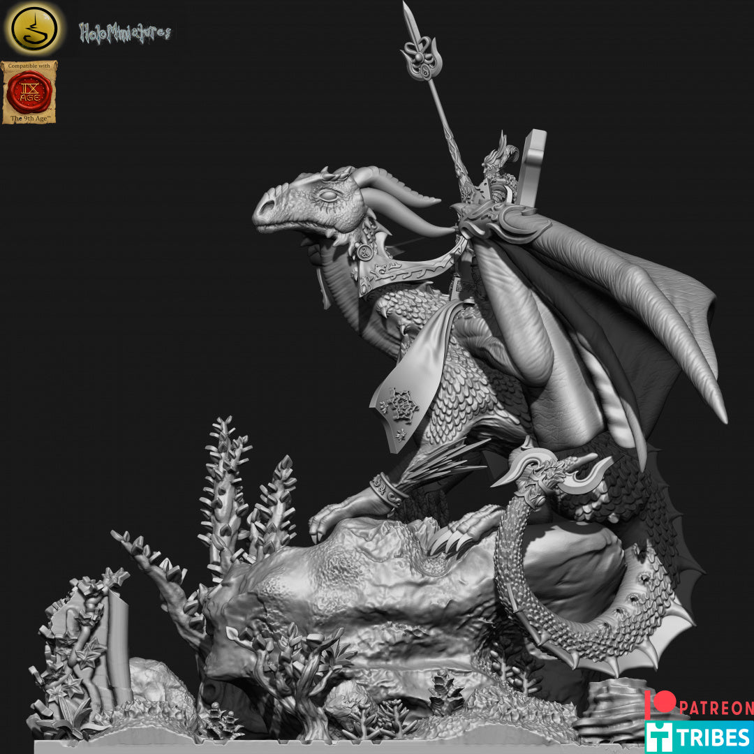 High elves lord or mage dragon/ancient dragon - Dungeons and Dragons - by Holo Miniatures - Tabletop RPG Miniature - Roleplaying 3D Printed Fantasy Mini