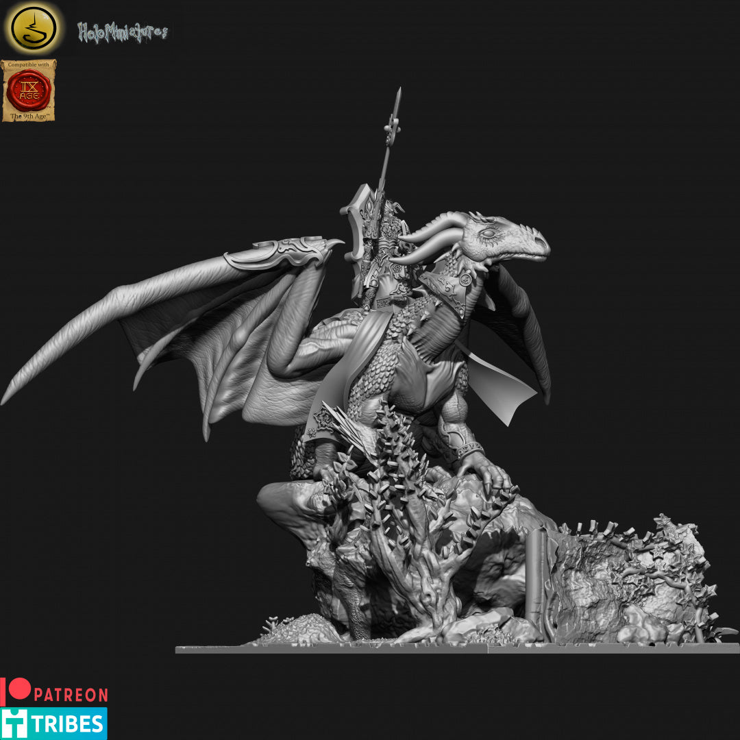 High elves lord or mage dragon/ancient dragon - Dungeons and Dragons - by Holo Miniatures - Tabletop RPG Miniature - Roleplaying 3D Printed Fantasy Mini