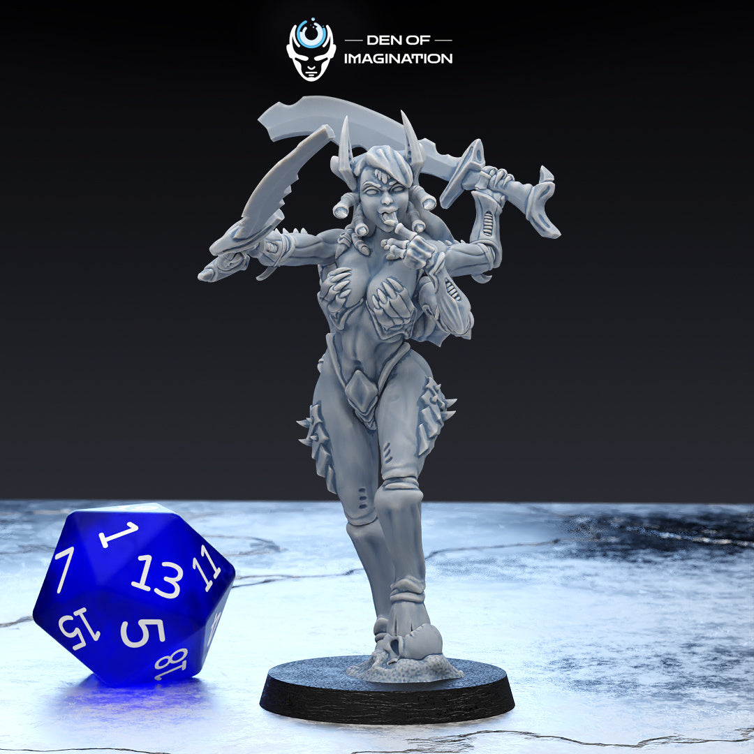 Hive Lady - Pin up - Chaos - Compatible with Warhammer 40K - by Den of Imagination - Tabletop RPG Miniature - Roleplaying 3D Printed Fantasy Mini