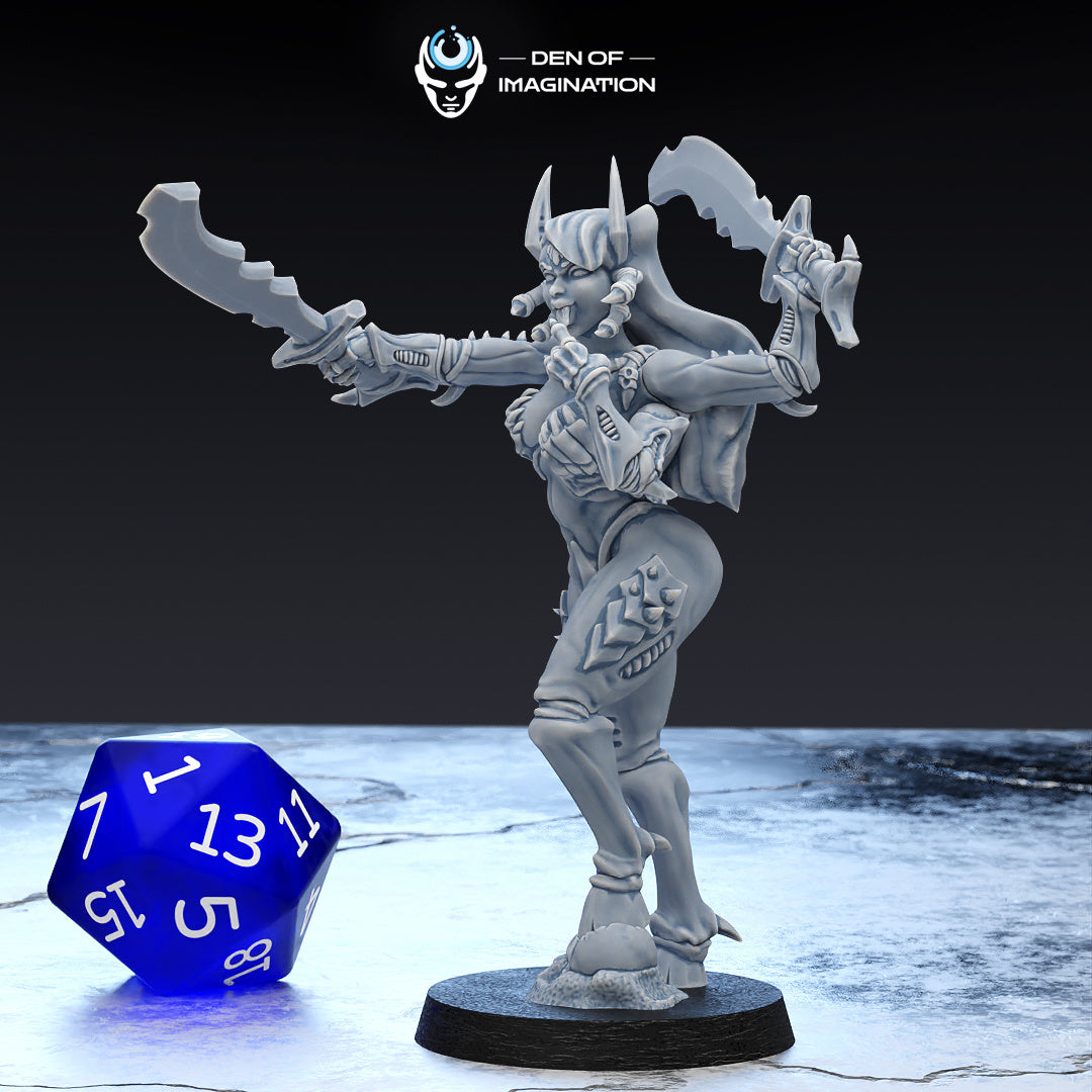 Hive Lady - Pin up - Chaos - Compatible with Warhammer 40K - by Den of Imagination - Tabletop RPG Miniature - Roleplaying 3D Printed Fantasy Mini