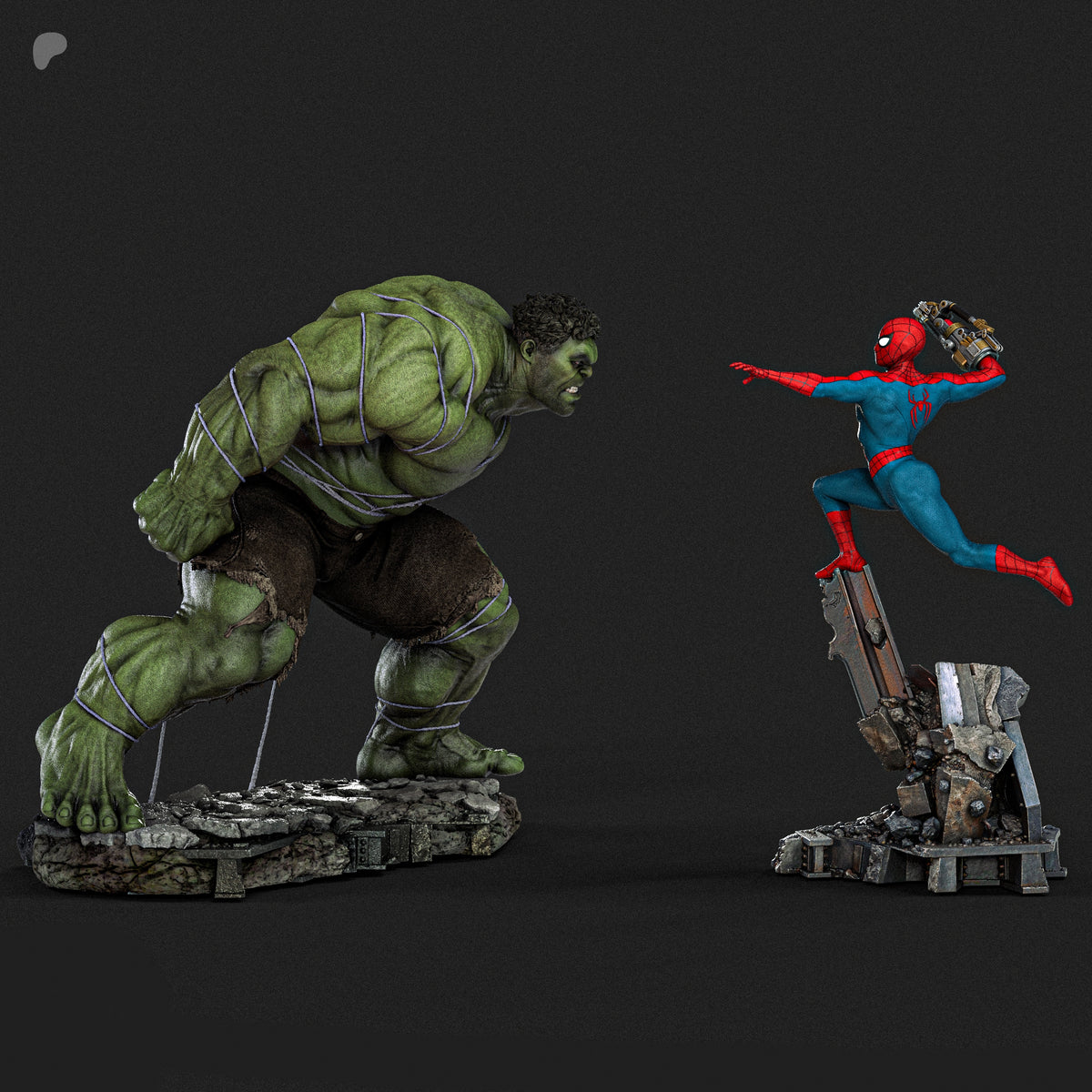 Hulk vs Spider-Man Diorama (75mm to 500mm) - Unassembled/Unpainted/3D Print