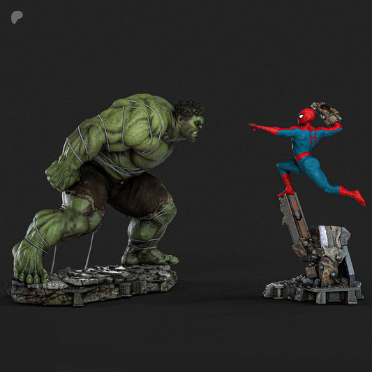Diorama Hulk vs Spider-Man (75 mm à 500 mm) - Non assemblé/Non peint/Impression 3D