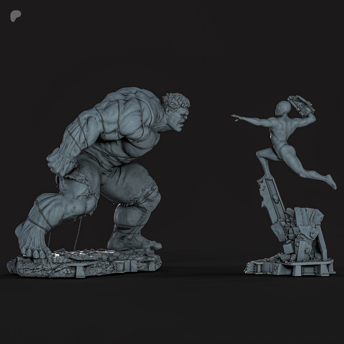 Hulk vs Spider-Man Diorama (75mm to 500mm) - Unassembled/Unpainted/3D Print