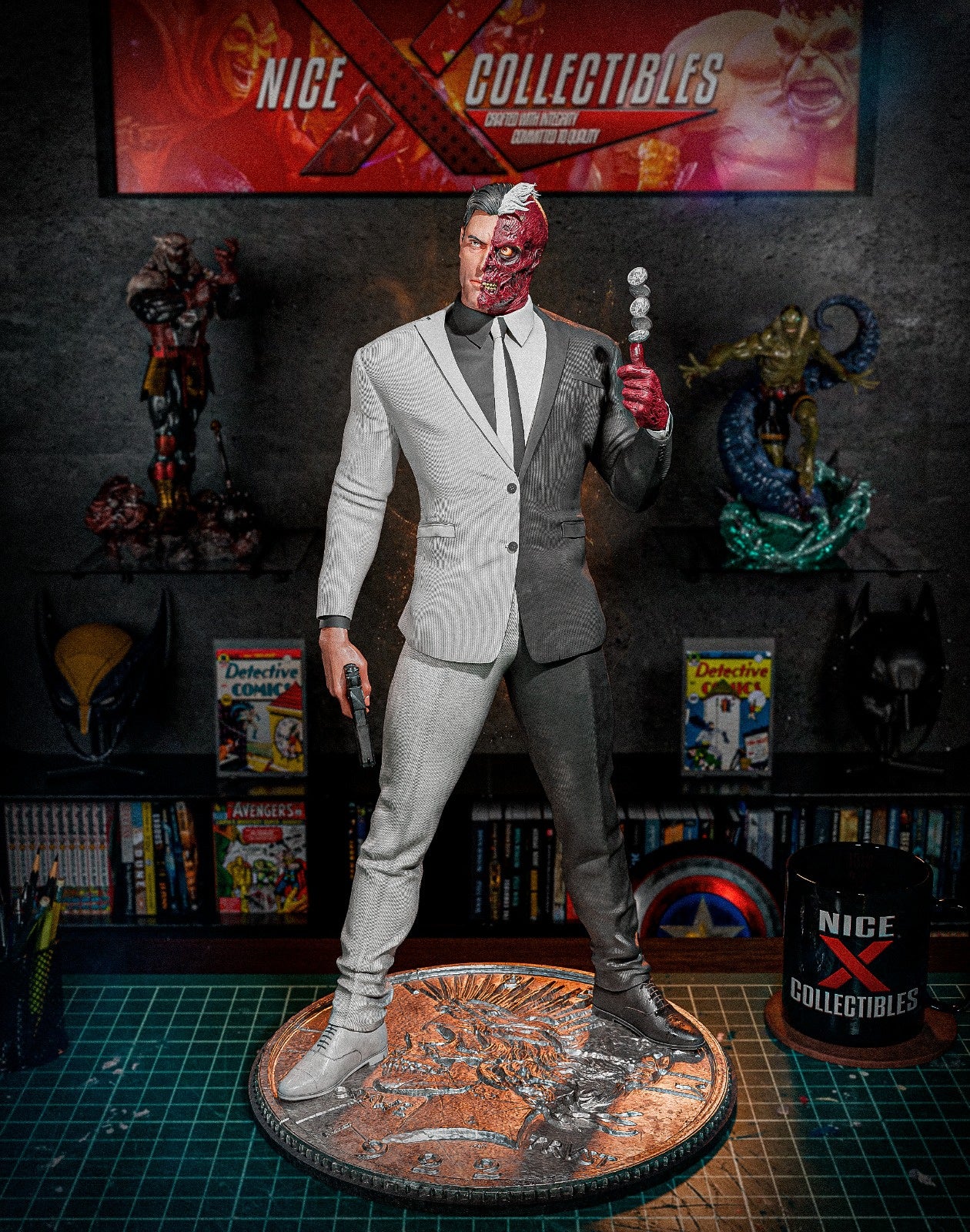 Two-Face Sculpture (75mm to 500mm) - Unassembled/Unpainted/3D Print