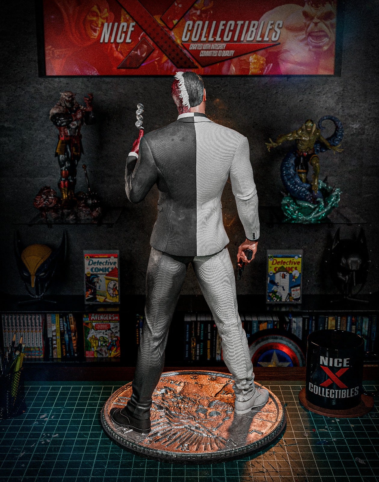 Two-Face Sculpture (75mm to 500mm) - Unassembled/Unpainted/3D Print