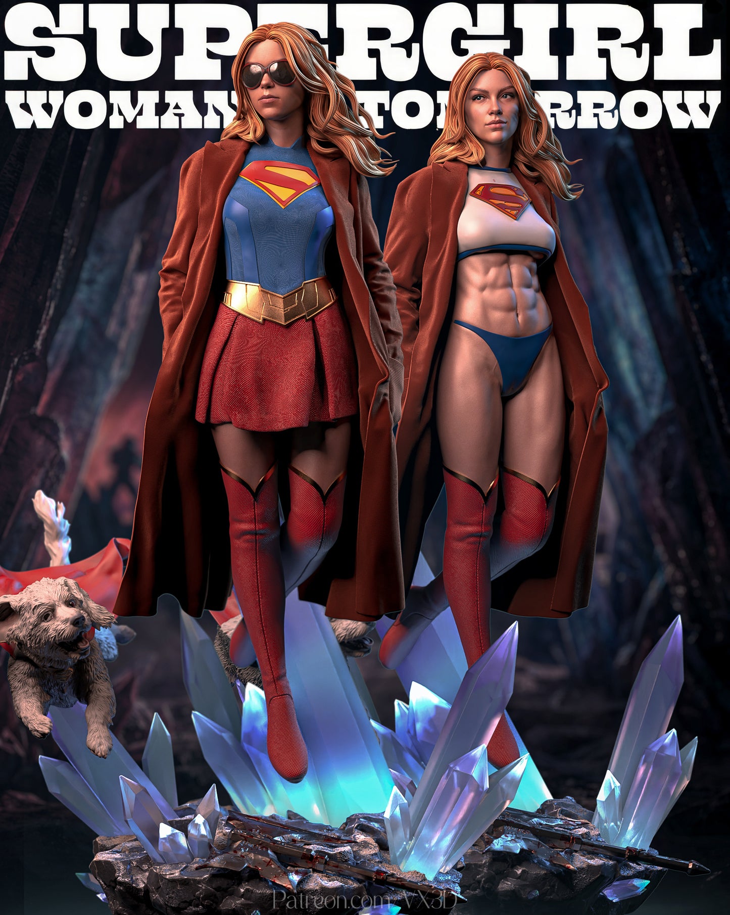 Supergirl SFW/NSFW Sculpture (75mm to 500mm) - Unassembled/Unpainted/3D Print
