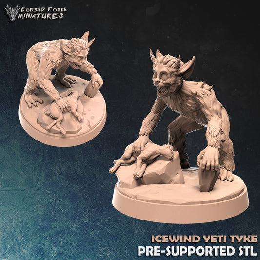 Icewind Yeti Tyke- RPG Miniatures - by Cursed Forge - Tabletop RPG Miniature - Roleplaying 3D Printed Fantasy Mini