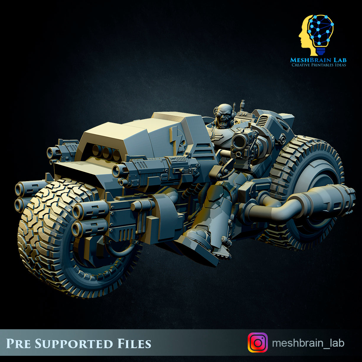 Imperial Marines Attack Bikes - Compatible with Warhammer 40K - by MeshBrain Lab Miniatures - Tabletop RPG Miniature - Roleplaying 3D Printed Fantasy Mini