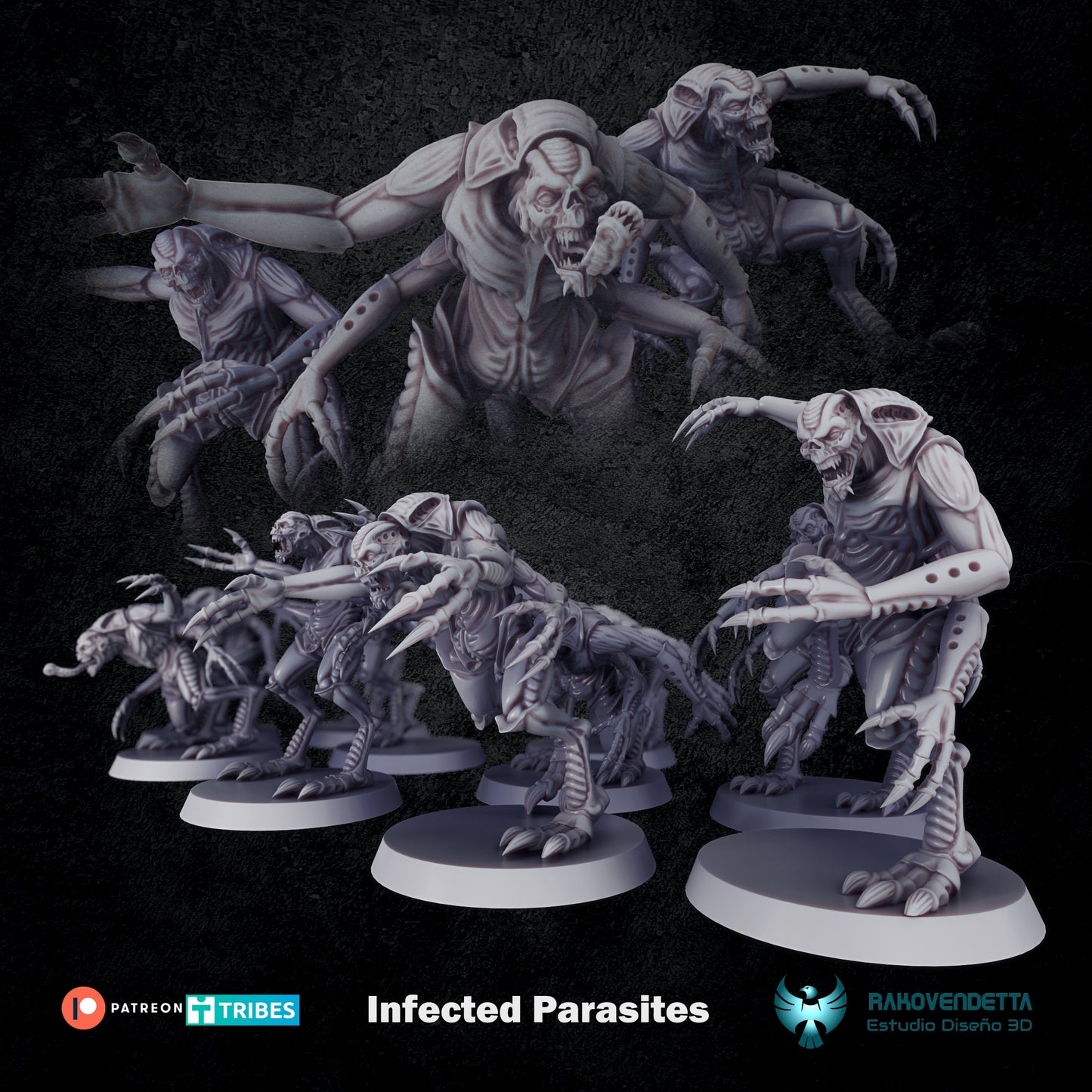 Infected Parasites - by Rakovendetta- Tabletop RPG Miniature - Roleplaying 3D Printed Fantasy Mini