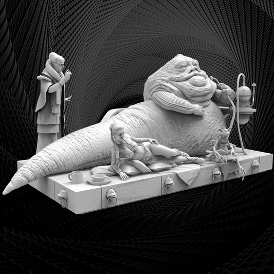 Jabba Diorama - Dungeons and Dragons - by Star Wars 3D - Tabletop RPG Miniature - Roleplaying 3D Printed Fantasy Mini