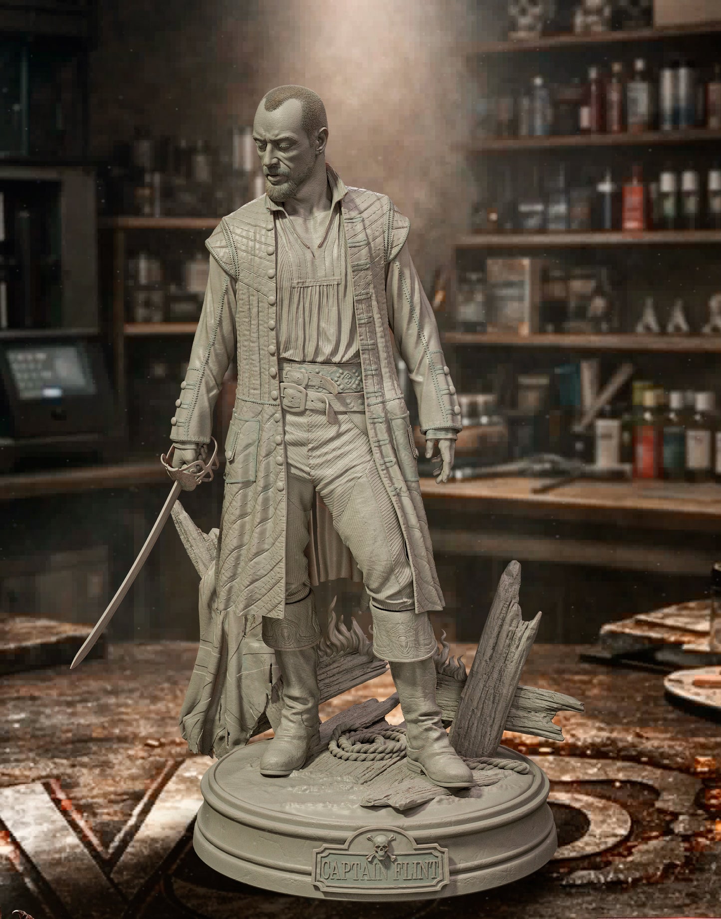 Captain James Flint Sculpture (75mm to 500mm) - Unassembled/Unpainted/3D Print
