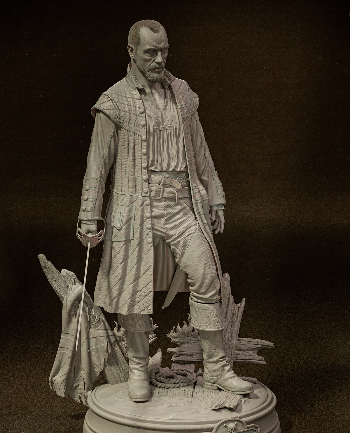 Captain James Flint Sculpture (75mm to 500mm) - Unassembled/Unpainted/3D Print