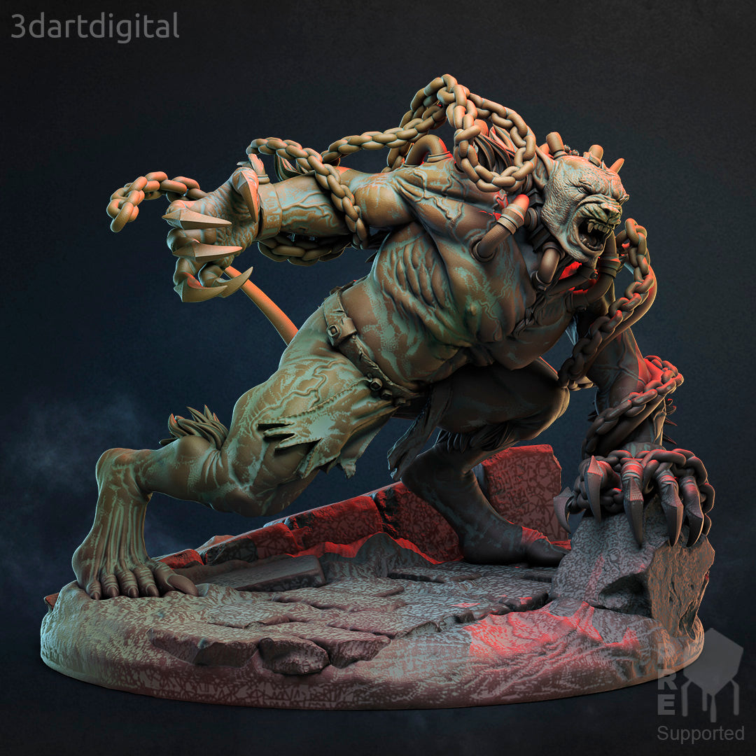 Jannisary, Alchemical Werewolf- by 3DartDigital- Tabletop RPG Miniature - Roleplaying 3D Printed Fantasy Mini