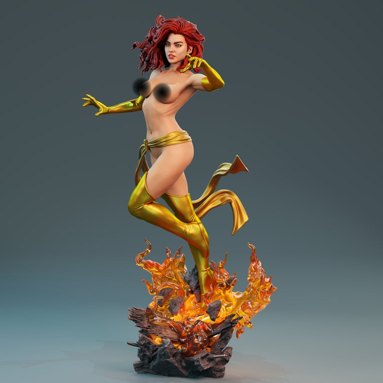 Jean Gray Phoenix NSFW Sculpture (75mm to 500mm) - Unassembled/Unpainted/3D Print