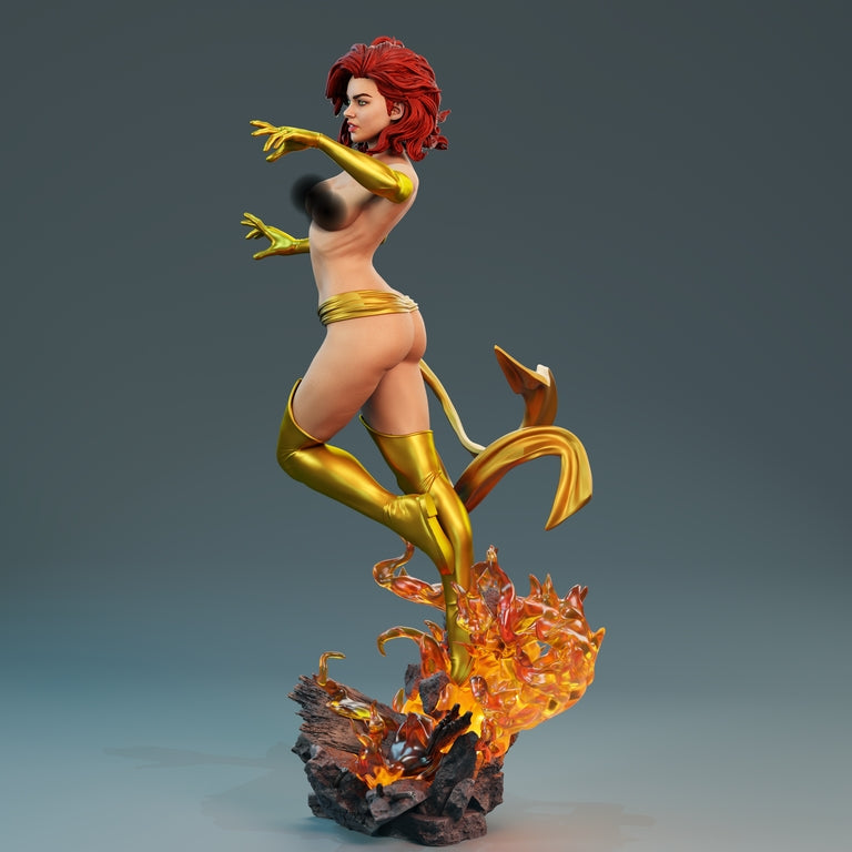 Jean Gray Phoenix NSFW Sculpture (75mm to 500mm) - Unassembled/Unpainted/3D Print
