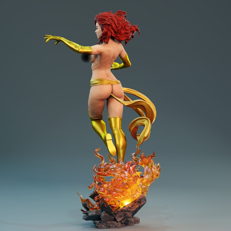 Jean Gray Phoenix NSFW Sculpture (75mm to 500mm) - Unassembled/Unpainted/3D Print
