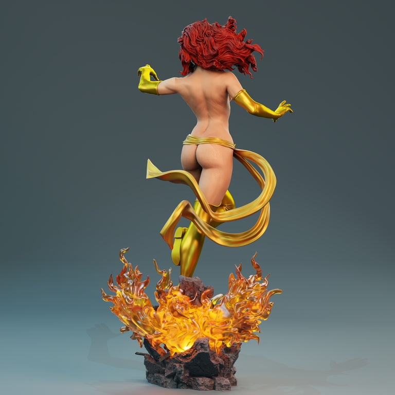 Jean Gray Phoenix NSFW Sculpture (75mm to 500mm) - Unassembled/Unpainted/3D Print