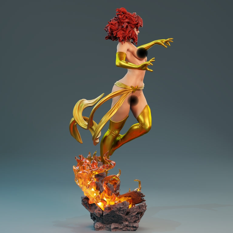 Jean Gray Phoenix NSFW Sculpture (75mm to 500mm) - Unassembled/Unpainted/3D Print