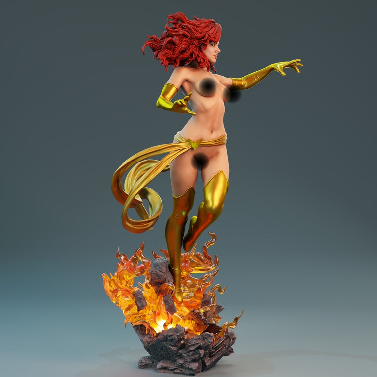 Jean Gray Phoenix NSFW Sculpture (75mm to 500mm) - Unassembled/Unpainted/3D Print