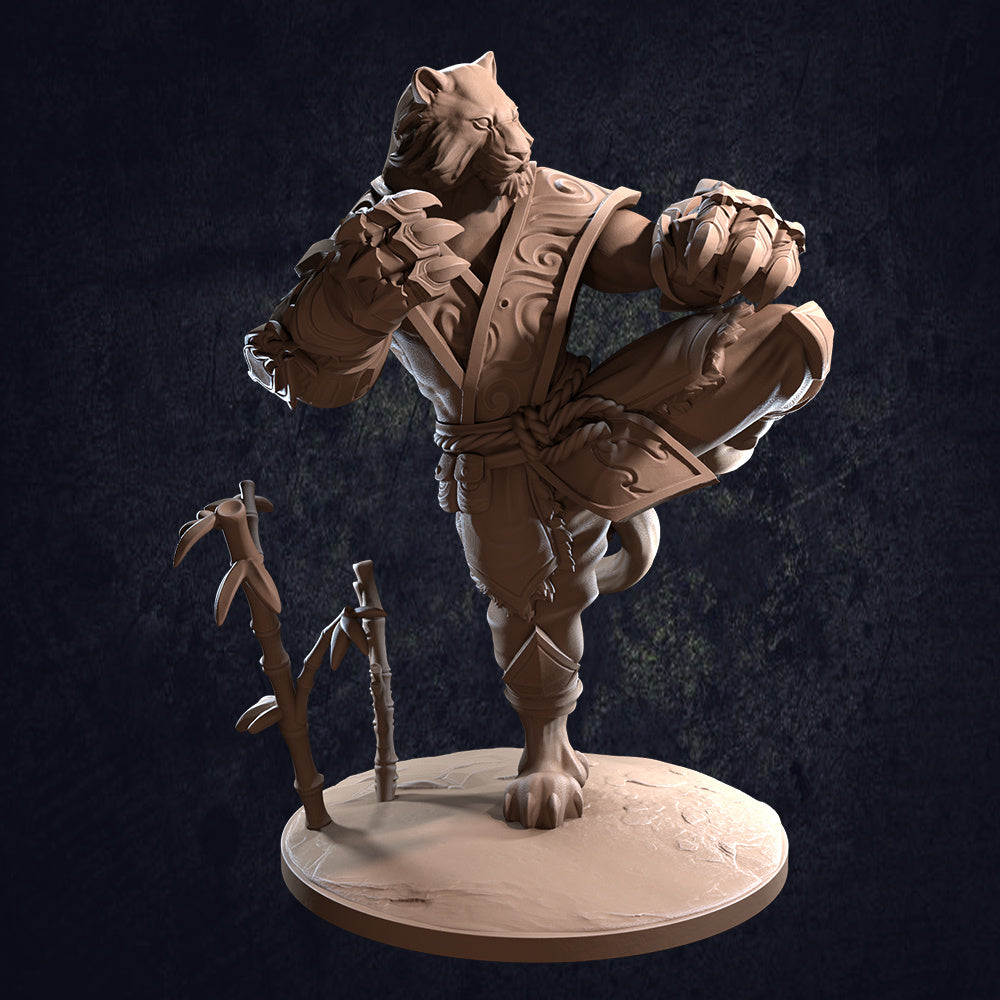 Kai Catfolk Monk - Dungeons and Dragons - by Dragon Trappers Lodge - Tabletop RPG Miniature - Roleplaying 3D Printed Fantasy Mini