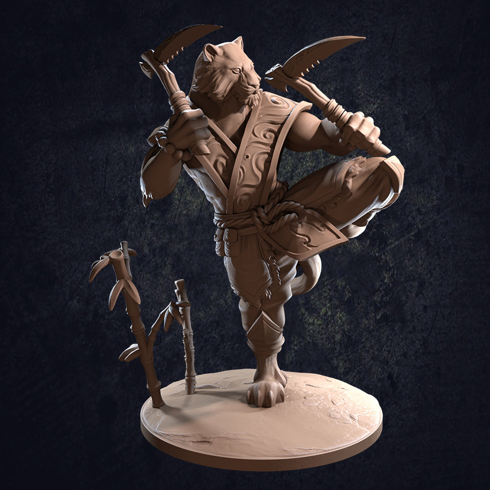 Kai Catfolk Monk - Dungeons and Dragons - by Dragon Trappers Lodge - Tabletop RPG Miniature - Roleplaying 3D Printed Fantasy Mini