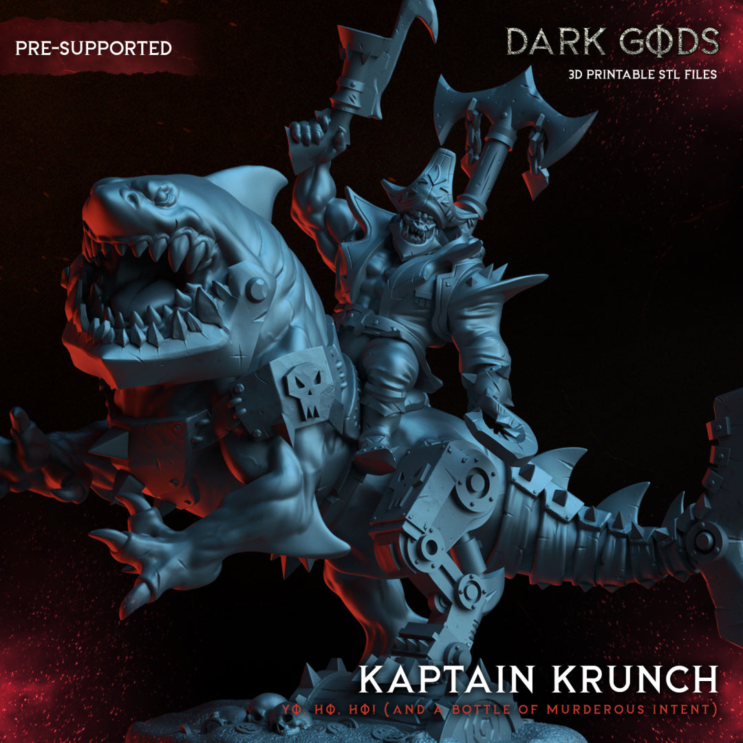 Ork Pirate - Kaptain Krunch - by Dark Gods- Tabletop RPG Miniature - Roleplaying 3D Printed Fantasy Mini